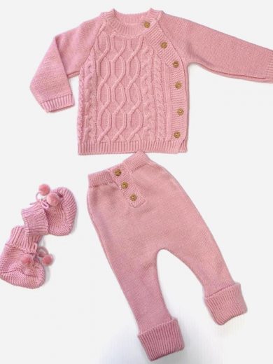 BABY  KNIT 3-PIECE OUTFIT