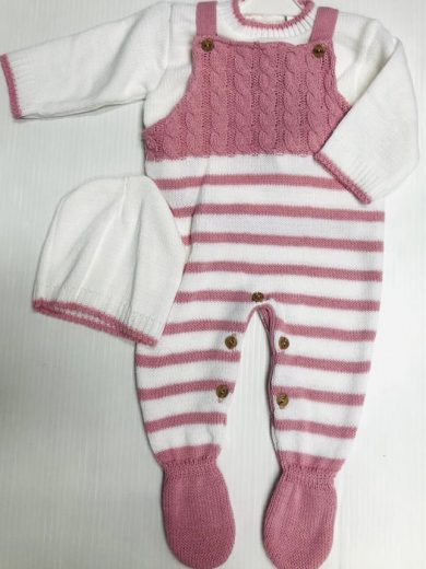 KNIT DUNGAREE AND HAT SET