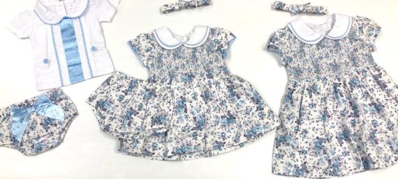 MABINI BABY GIRL'S 2-PIECE  Spanish-Style Cotton Blouse and Knickers. Elasticated knickers, button-fastened to blouse. 0/3 -6/9 month sizes