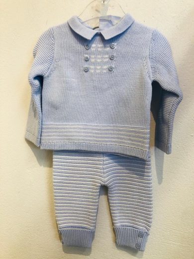 Blue and White Knit Set
